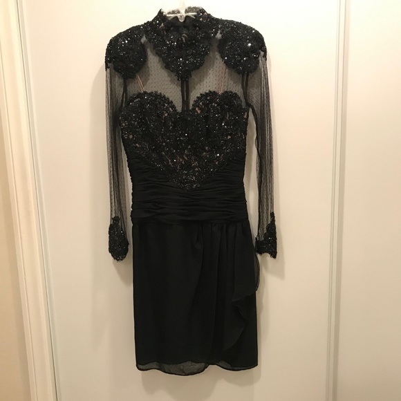 Vintage RUBEN PANIS Couture Black Cocktail Dress - Picture 1 of 8